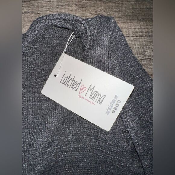 Latched Mama Waffle Knit Long Sleeve Tiered‎ Charcoal Gray Nursing Dress Size S - Picture 8 of 10